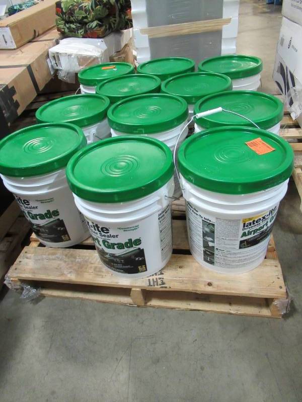 lot 104 image: 11 Latex-ite 4.75 Gal. Airport Grade Driveway Filler Sealer, Model 73066