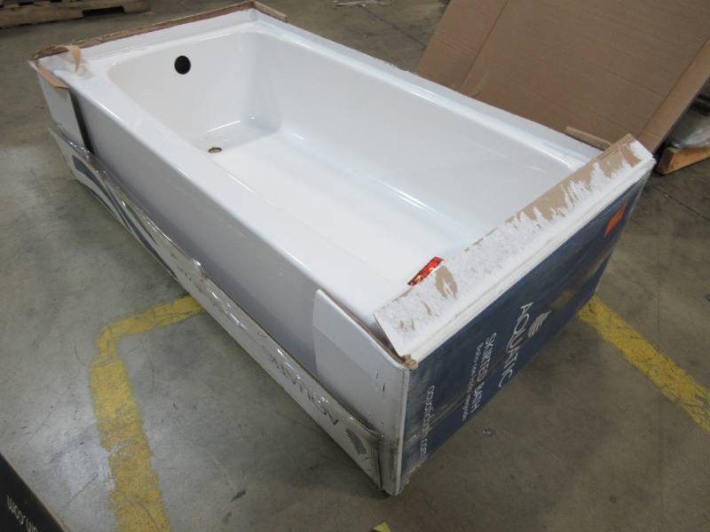 lot 91 image: Aquatic Catalina 60 acrylic left drain Rectangular Alcove Bathtub, Model AX260030L-WH