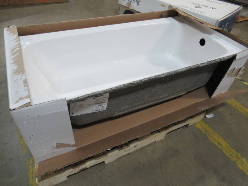 lot 92 image: Aquatic Catalina 60 acrylic left drain Rectangular Alcove Bathtub, Model AX260030L-WH