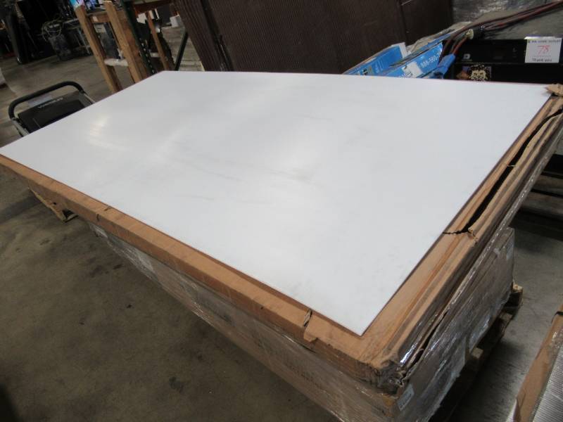 lot 118 image: 10 SHEETS - Colorplast 48 in. x 96 in. x 0.157 in. White Corrugated Plastic Sheet, Model CP48965