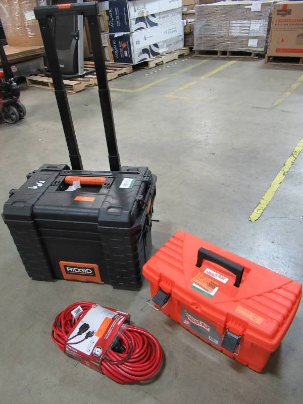 lot 123 image: Handymans Needs - 2 Toolboxes and 100 Extension cord.
