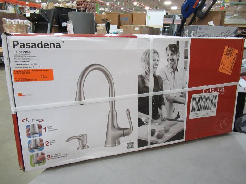 lot 125 image: Pfister Pasadena Single-Handle Bar Faucet in Stainless Steel, Model F-072-PDSS