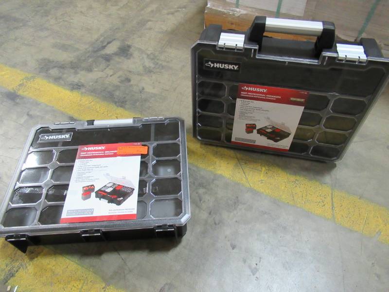 lot 131 image: Two Husky 16-12 in. 8-Bin Deep Pro Organizers, Black, Model 211102