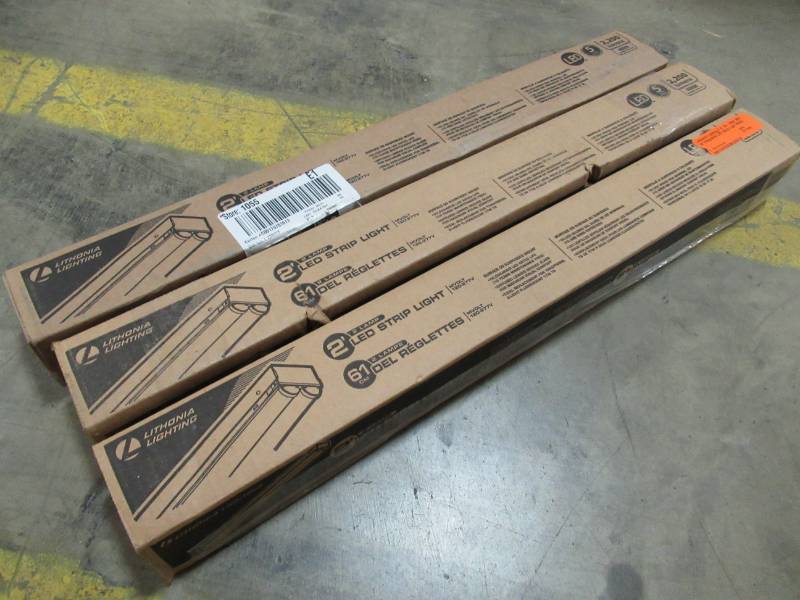 lot 135 image: Three Lithonia Lighting 2 ft. 25-Watt White Integrated LED Strip Light MNSL L24 2LL MVOLT 40K 80CRI M6
