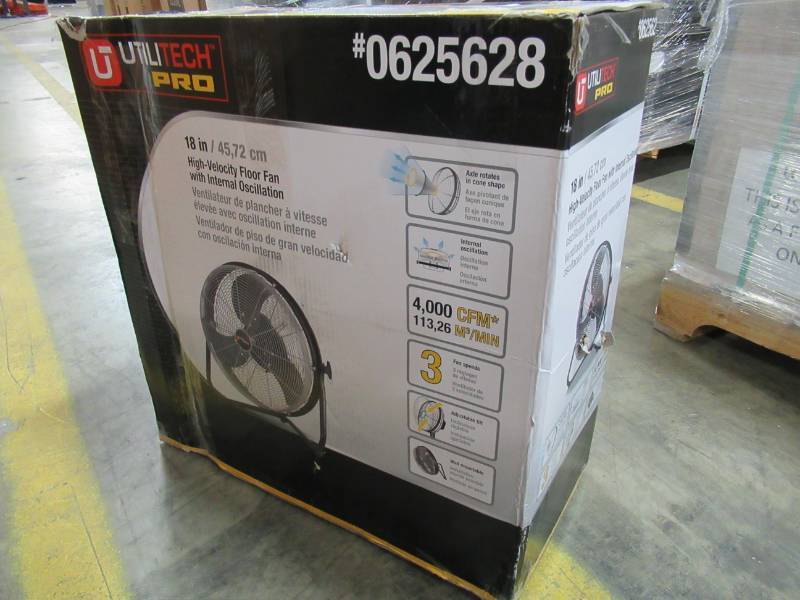 lot 137 image: Utilitech Pro 18-in 3-Speed Oscillation High Velocity Fan SFD3-450BI