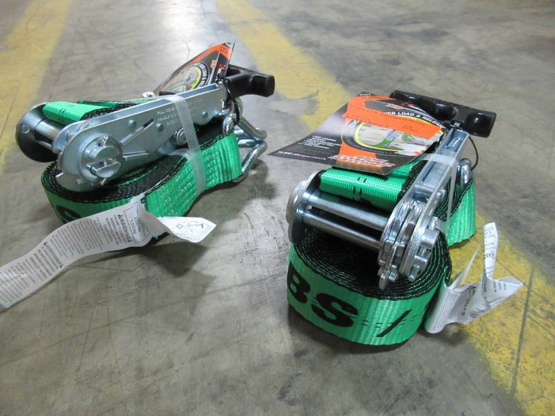 lot 143 image: Pair of Keeper 27 ft. x 2 in. Side Loading Ratchet Straps
