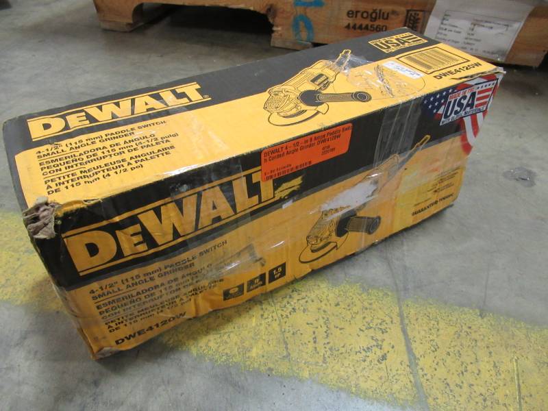 lot 150 image: DEWALT 4-12-in 9 Amps Paddle Switch Corded Angle Grinder DWE4120W