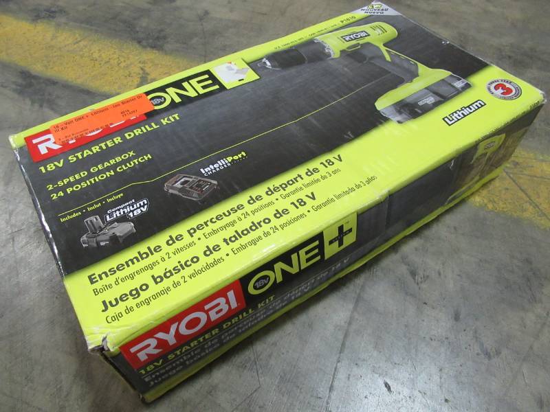 lot 155 image: Ryobi 18-Volt ONE Lithium-Ion Starter Drill Kit, Model P1810