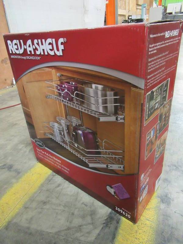 lot 171 image: Rev-A-Shelf 20.75-in W x 19-in H Metal 2-Tier Pull Out Cabinet Basket 58-21C-2-5