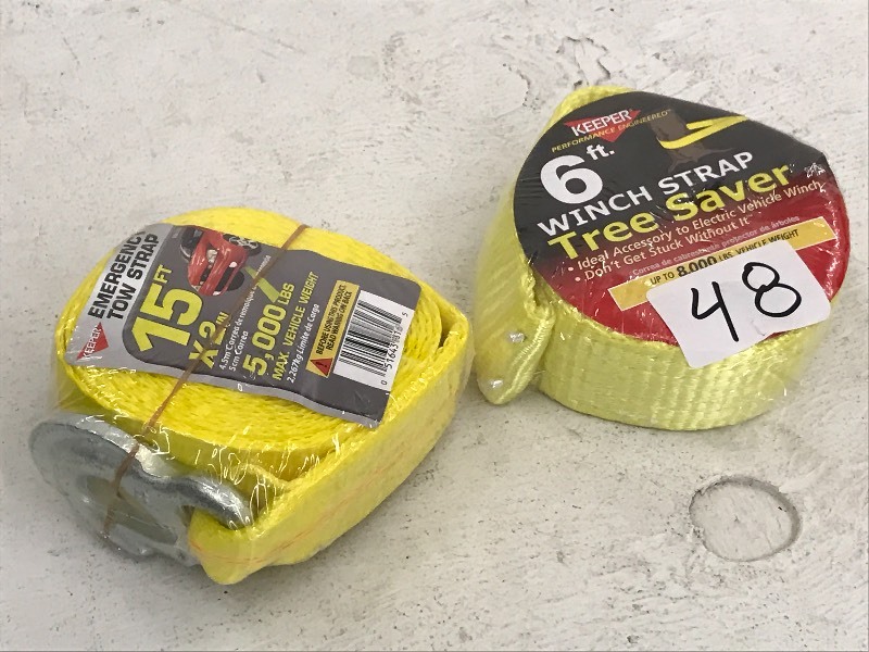 (1) 2x15ft Tow Strap (5000#) & (1)...