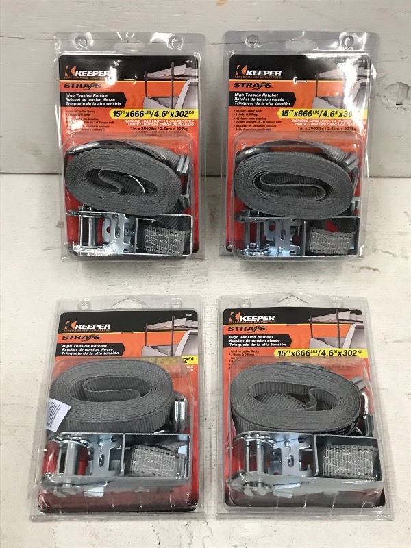 (4) 15ft Ratchet Strap, 666#...