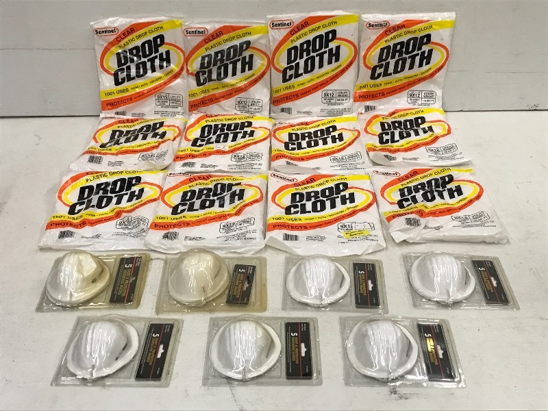 Box Of Assorted Painting Drop Cloth...