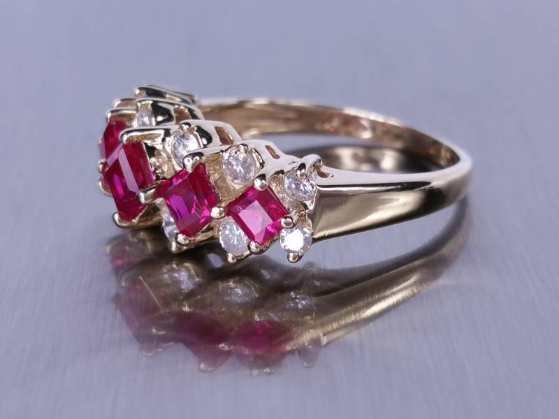 lot 7 image: Custom Ruby & Diamond Estate Ring in 14k Gold