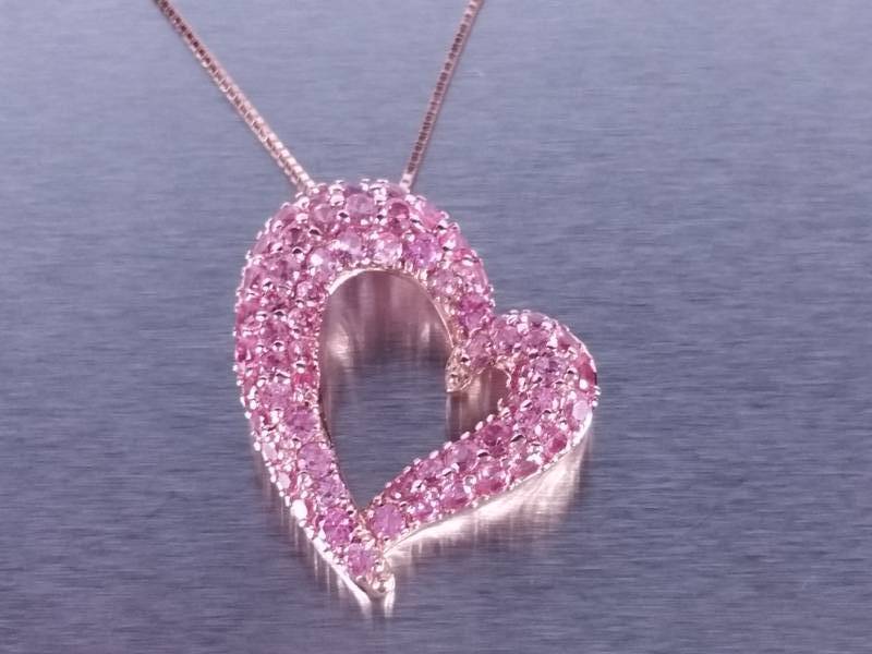 lot 24 image: Ladies Natural Pink Sapphire Pendant with Chain in 14k Rose Gold
