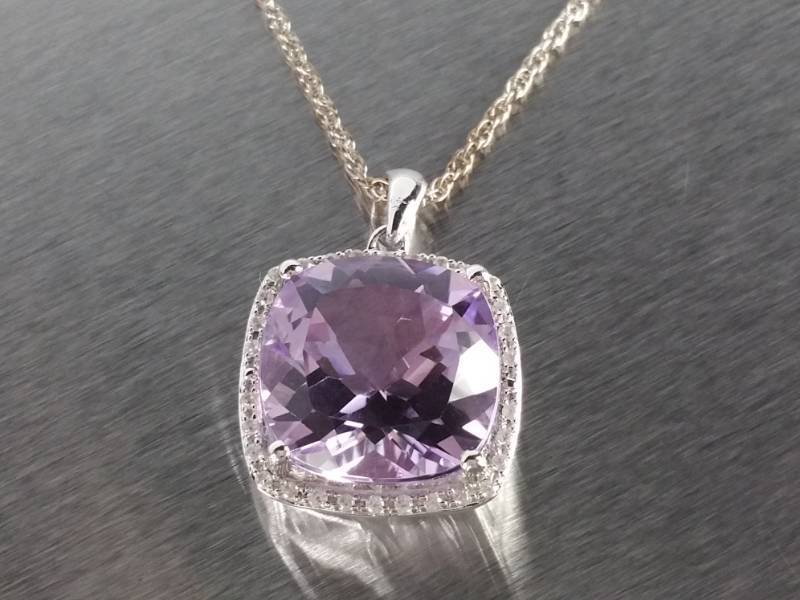 lot 53 image: Beautiful Amethyst & Diamond Pendant and Necklace