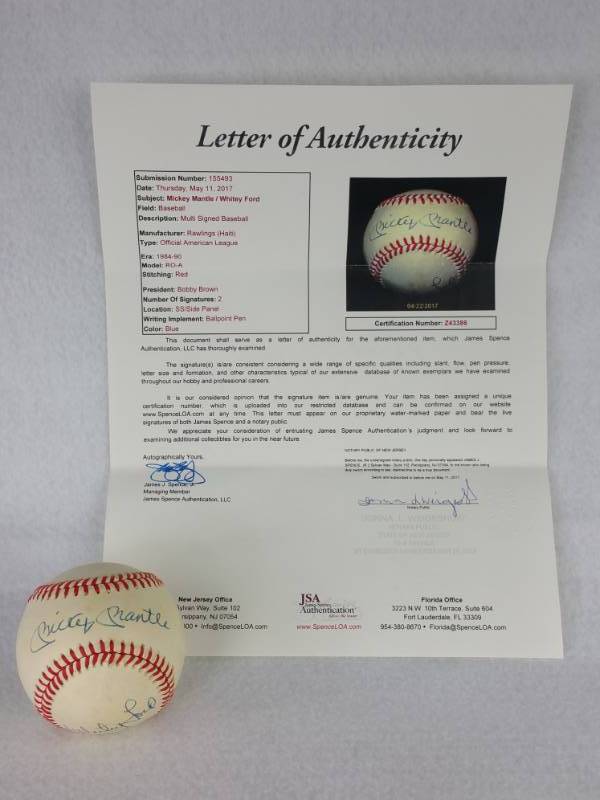 lot 25B image: Mickey Mantle Autographed Baseball (JSA COA)