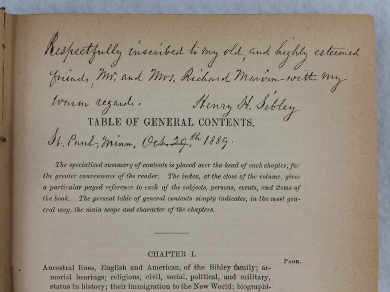 lot 10C image: Rare Signed 1st Edition H. H. Sibley Ancesty, Life and Times of H. H. Sibley by Nathaniel West