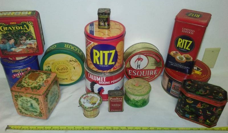 lot 55 image: Vintage and collectible tins.