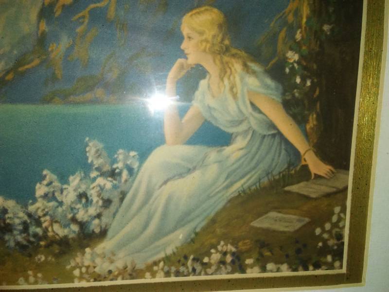 lot 118 image: By the Lake litho print matted and framed.