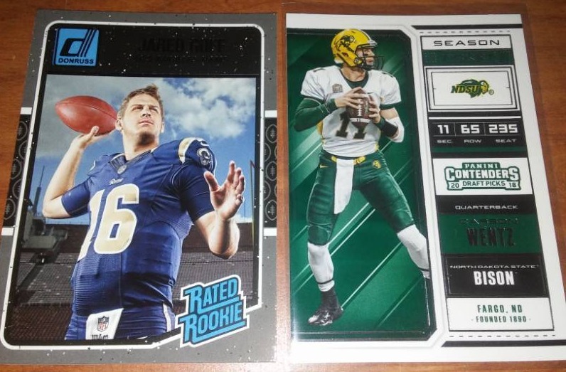 lot 214 image: Carson Wentz and Jared Goff rookie cards