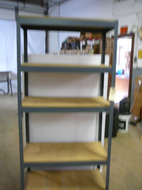 Metal Storage Rack with Wood Shelves
