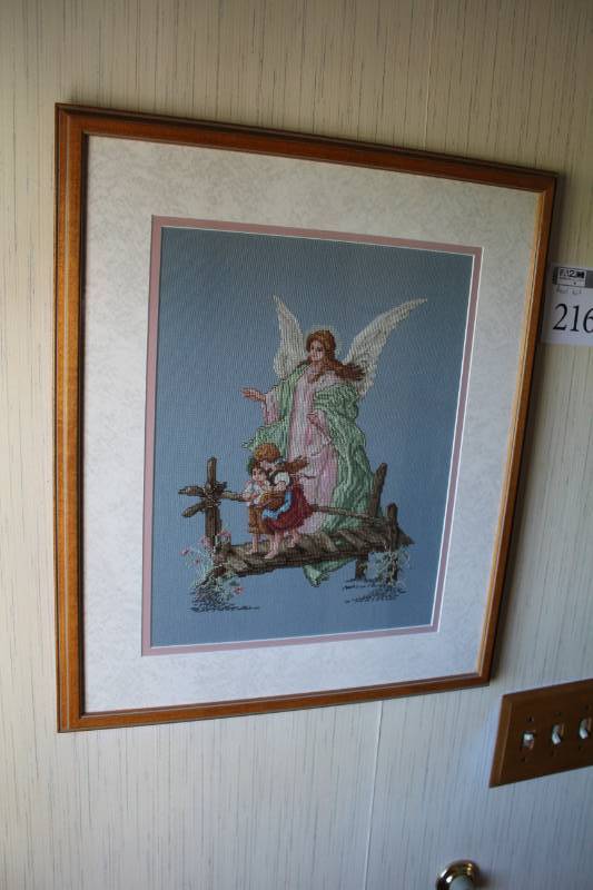 lot 216 image: Angel Knit Framed Matted Wall Art