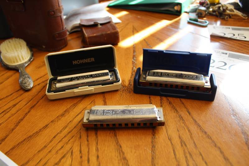 lot 227 image: Lot of (3) Hohner Harmonicas w Cases - Marine Band, Blues Harp