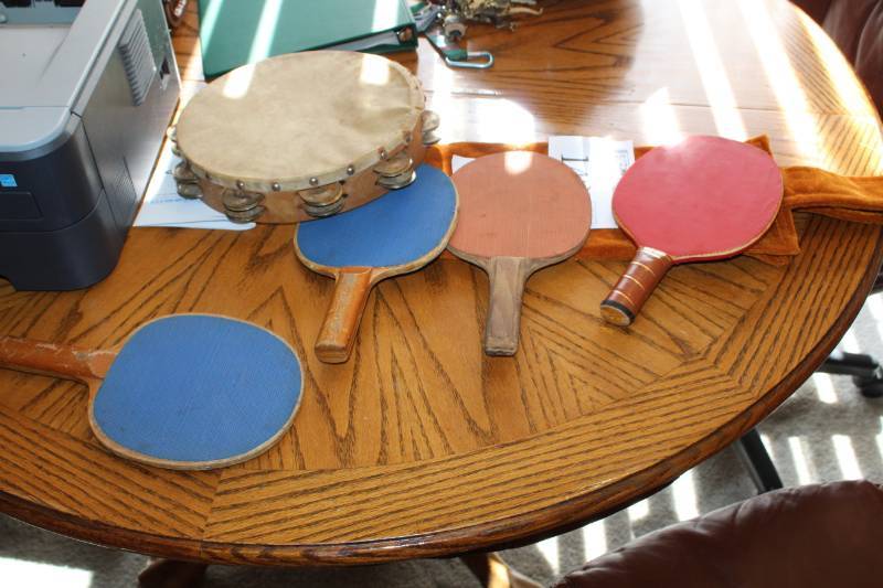 lot 301 image: Vintage Tamborine, Ping-Pong Paddles