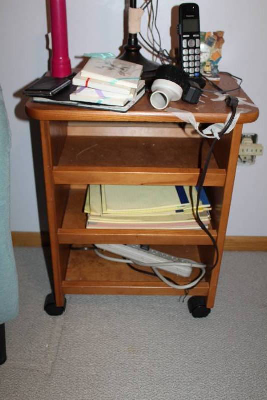 lot 170 image: 4-Tier Wood Rolling Side Table