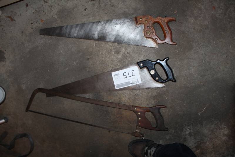 lot 275 image: Lot of (3) Hand Wood Saws, Hack Saw