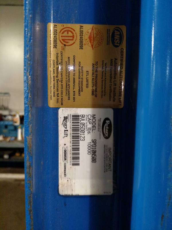 lot 2 image: Rotary Lift 2 Post Hoist, 10,000 lb...
