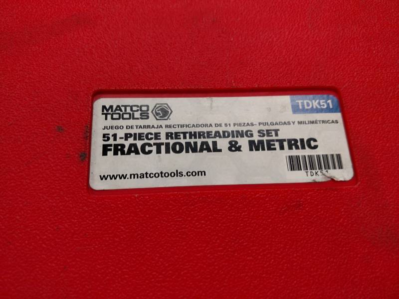 lot 80 image: Matco TDK51 Rethreading Kit, Std & ...