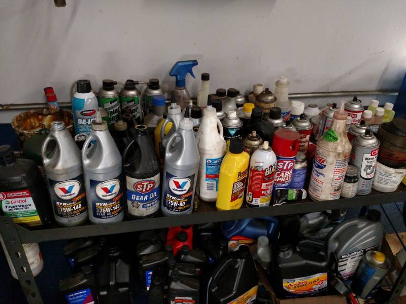 lot 177 image: Shelf Unit with Asstd Oils & Misc...