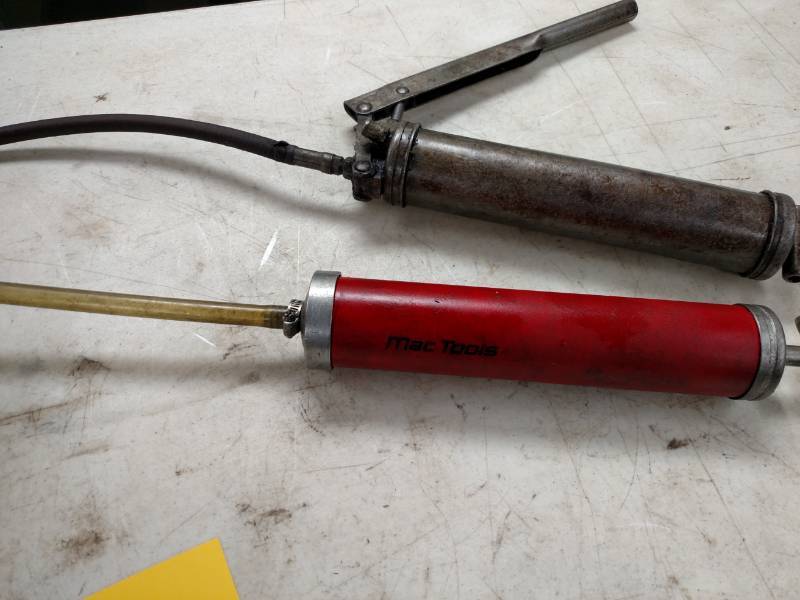 lot 196 image: Grease Gun, Oil Pump, & Funnels...