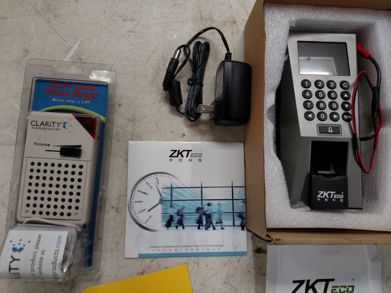 lot 199 image: ZKT Eco Time Clock & Phone Ringer...