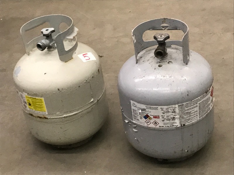 lot 5 image: (2) 20# Lp Tanks With OPD Valves---...