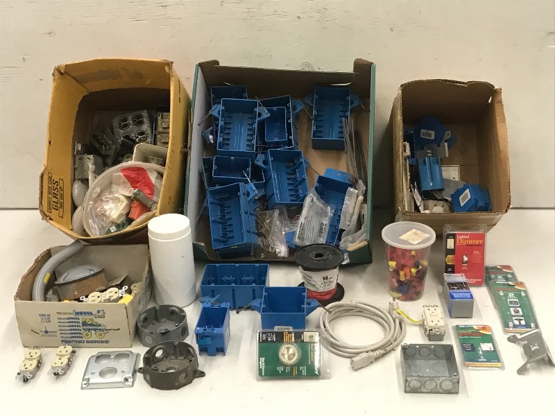lot 22 image: (4) Boxes Of Assorted Electrical B...