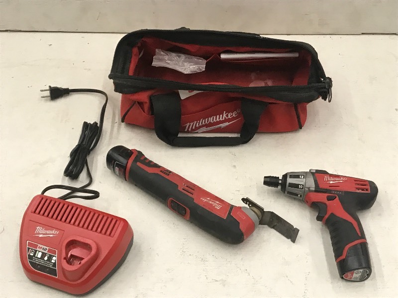 lot 51 image: Milwaukee M12 Cordless 38 Drill &...