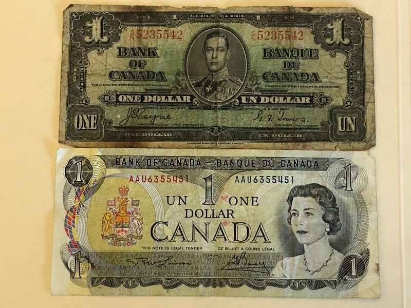 Canadian currency (1) dollar bill ...
