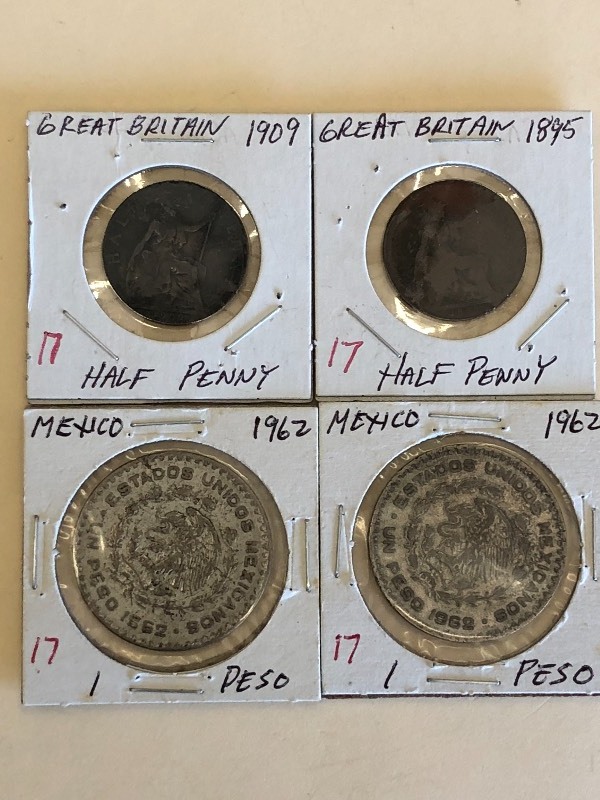 (2) Mexico silver 1-peso coins 1962...