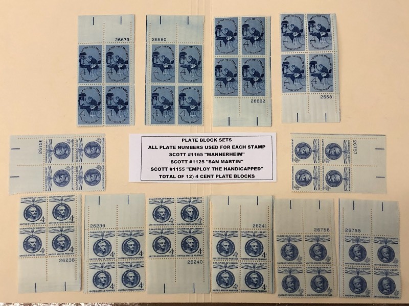 Plate Block Sets---All Plate Number...