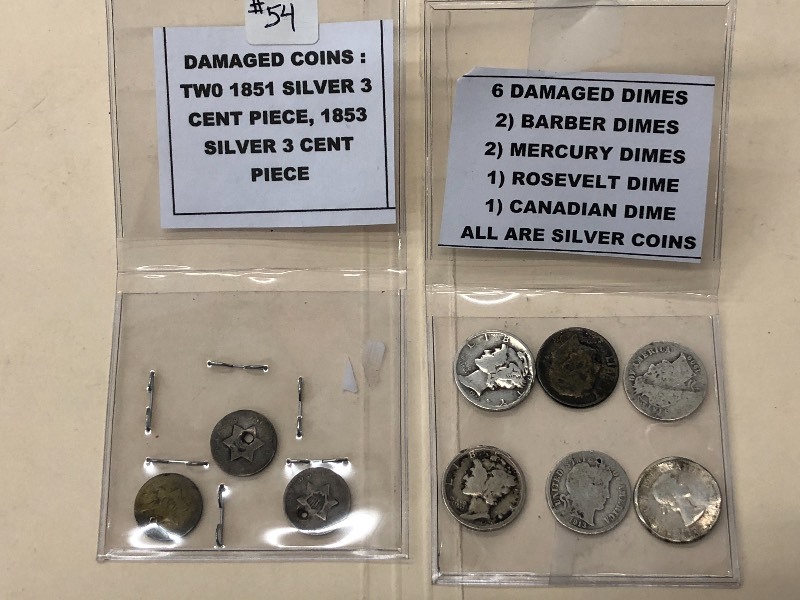 (9) Damaged Coins, Includes (2) Ba...