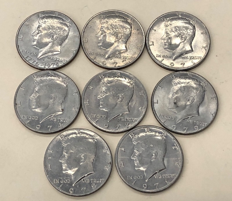 (8) Different Kennedy Half Dolars F...