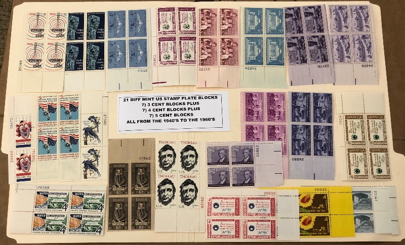 (21) Different Mint US Stamp Plate ...