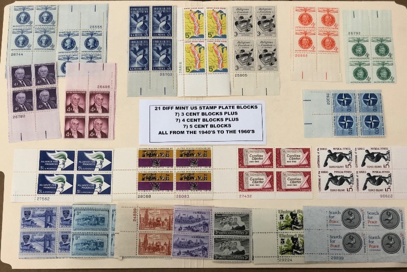 (21) Different Mint US Stamp Plate ...