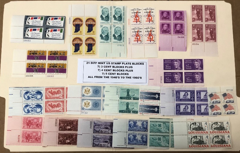 (21) Different Mint US Stamp Plate ...