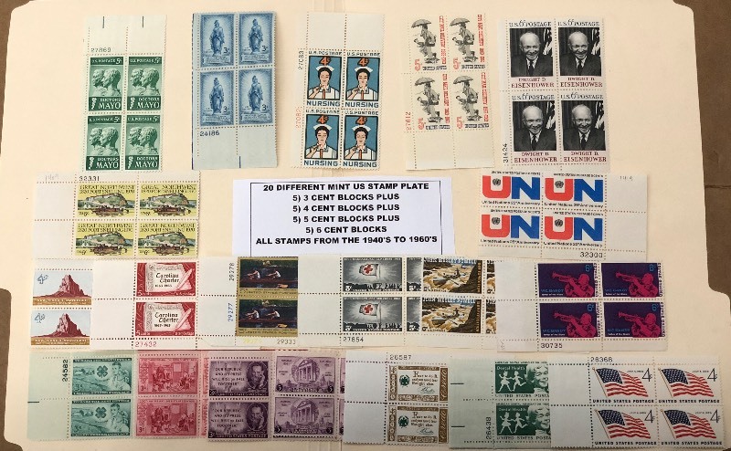 (20) Different Mint US Stamp Plate ...