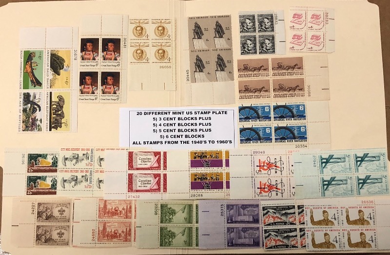 (20) Different Mint US Stamp Plate ...