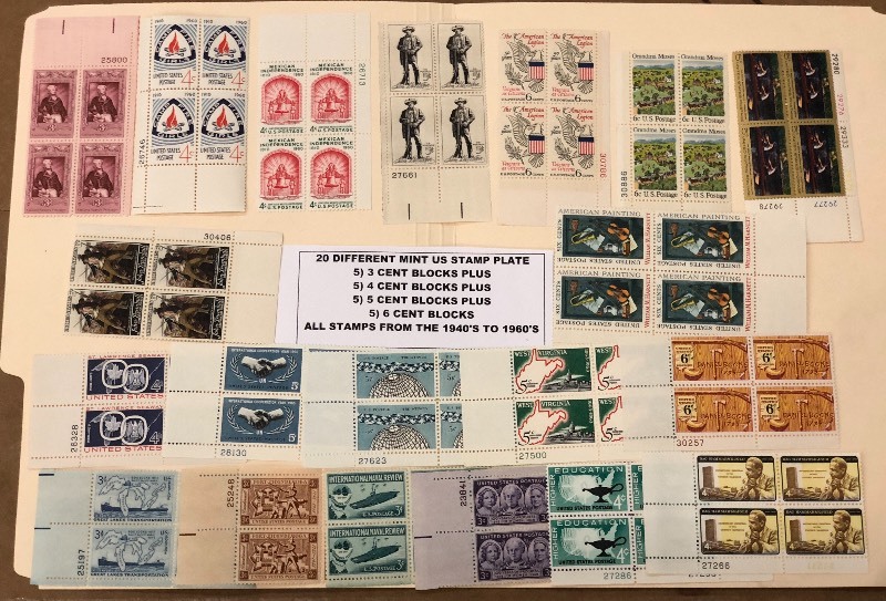 (20) Different Mint US Stamp Plate ...