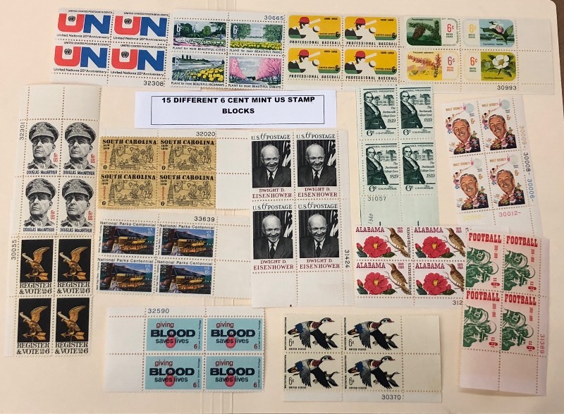 (15) Different Mint US Stamp Blocks...
